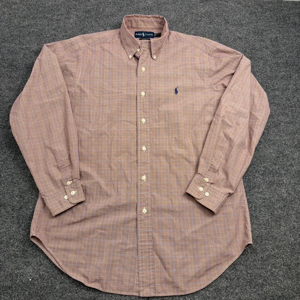 Polo Ralph Lauren Shirt Men M Classic Fit Plaid Cotton Button Down Long Sleeve